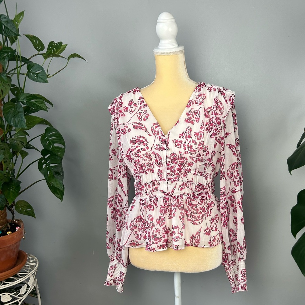 White House Black Market Petite Long Sleeve Blouse Size Medium